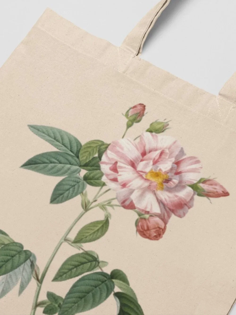 Apothecary's Rose Vintage Floral Print Graphic Canvas Tote Bag